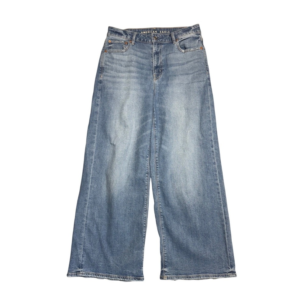 American Eagle Super High-Rise Baggy Wide Leg Jeans Blue Size 6 Short
